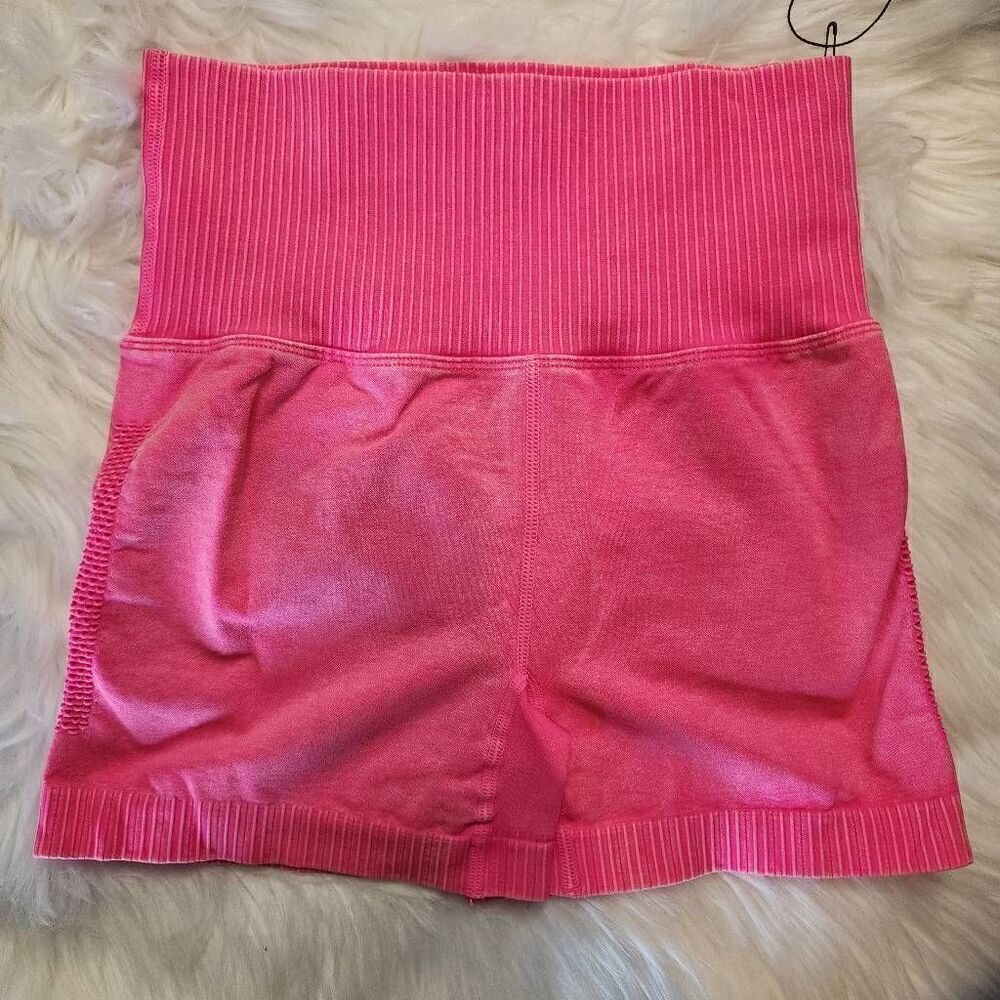 Stone Washed Seamless High Waisted Shorts,
